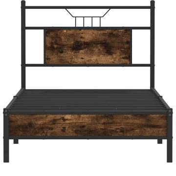 Smoked Oak Bed Frame 90x190 cm - Single Engineered Wood