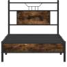 Smoked Oak Bed Frame 90x190 cm - Single Engineered Wood