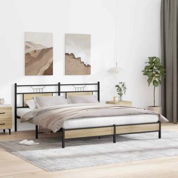 Sonoma Oak Bed Frame 160x200 cm - Engineered Wood, No Mattress