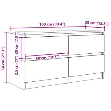 White TV Cabinet 100x35x54 cm - Durable & Stylish Storage