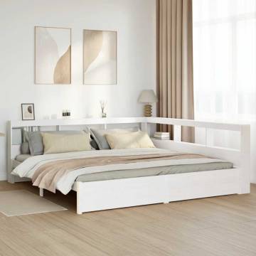 Bookcase Bed without Mattress - White Solid Pine 180x200 cm