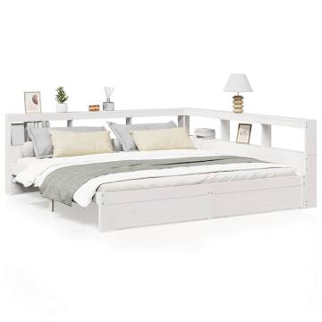 Bookcase Bed without Mattress - White Solid Pine 180x200 cm