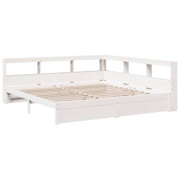 Bookcase Bed without Mattress - White Solid Pine 180x200 cm