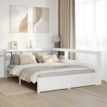 Bookcase Bed without Mattress - White Solid Pine 140x200 cm