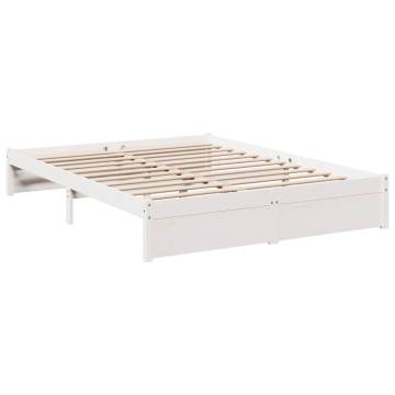 Bookcase Bed without Mattress - White Solid Pine 140x200 cm