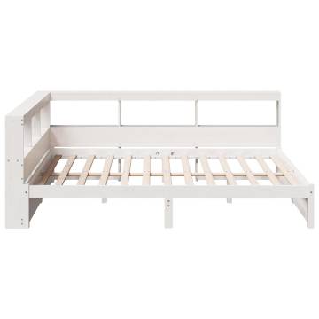 Bookcase Bed without Mattress - White Solid Pine 140x200 cm