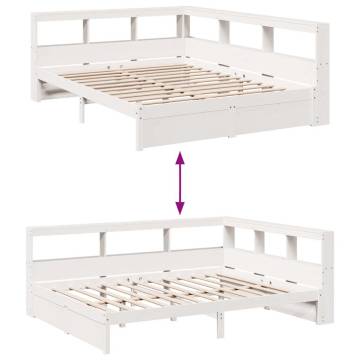 Bookcase Bed without Mattress - White Solid Pine 140x200 cm