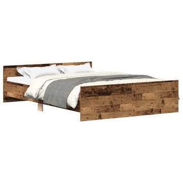 Old Wood Bed Frame 150x200cm - Durable Engineered Wood