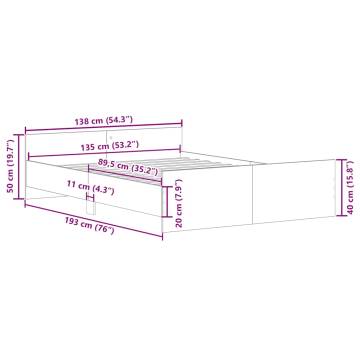 Bed Frame without Mattress Old Wood 135x190cm | Hipomarket UK