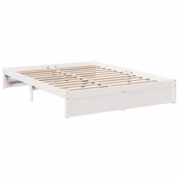 Bookcase Bed in White - Solid Pine 150x200 cm | Hipomarket