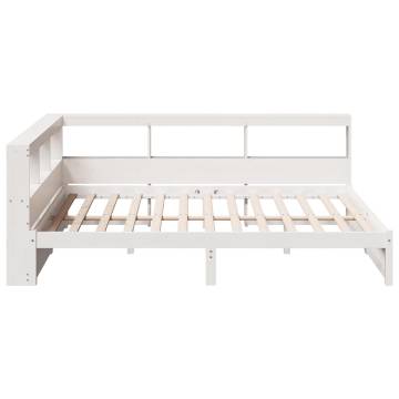 Bookcase Bed in White - Solid Pine 150x200 cm | Hipomarket