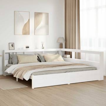 Bookcase Bed without Mattress - White Solid Wood Pine 200x200 cm