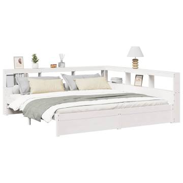 Bookcase Bed without Mattress - White Solid Wood Pine 200x200 cm