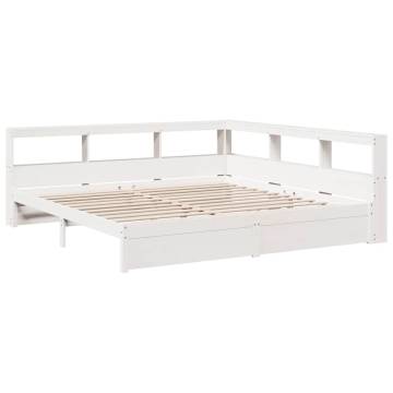 Bookcase Bed without Mattress - White Solid Wood Pine 200x200 cm