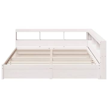 Bookcase Bed without Mattress - White Solid Wood Pine 200x200 cm