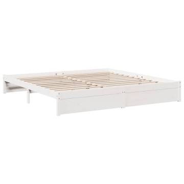 Bookcase Bed without Mattress - White Solid Wood Pine 200x200 cm