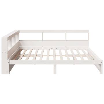 Bookcase Bed without Mattress - White Solid Wood Pine 200x200 cm