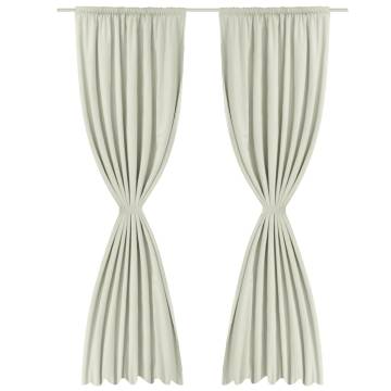 Cream Energy-saving Blackout Curtains - 2 Pcs Double Layer