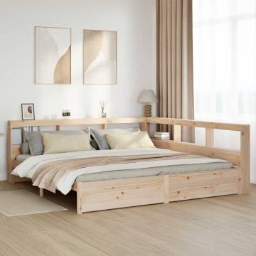 Bookcase Bed 200x200 cm Solid Pinewood | Hipomarket UK