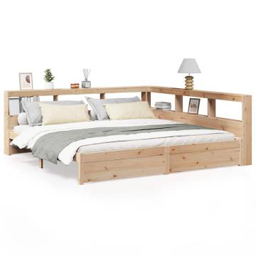 Bookcase Bed 200x200 cm Solid Pinewood | Hipomarket UK