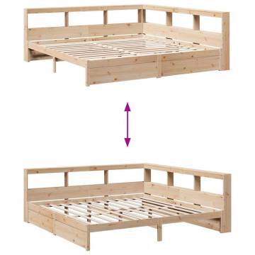 Bookcase Bed 200x200 cm Solid Pinewood | Hipomarket UK