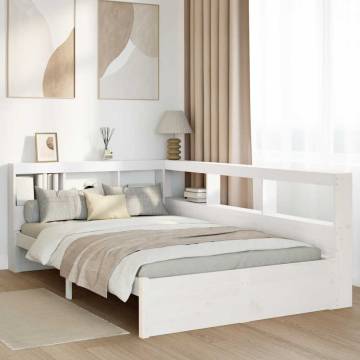 Bookcase Bed without Mattress - White 120x190 cm Small Double