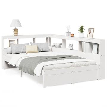 Bookcase Bed without Mattress - White 120x190 cm Small Double