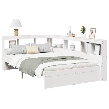 Bookcase Bed without Mattress - White 120x190 cm Small Double