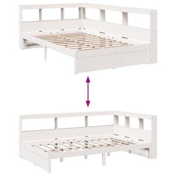 Bookcase Bed without Mattress - White 120x190 cm Small Double