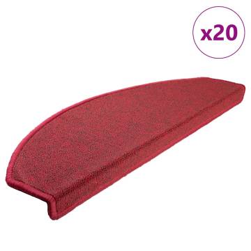 Stair Mats 20 pcs Bordeaux Red - Non-Slip & Washable