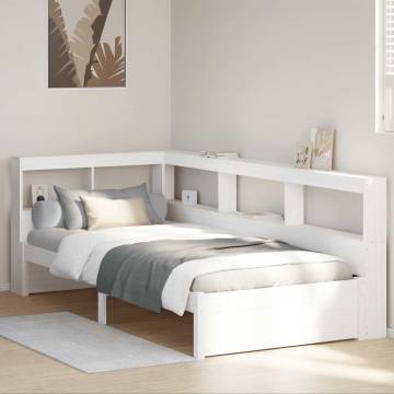 Bookcase Bed without Mattress - White Solid Pine 90x200 cm