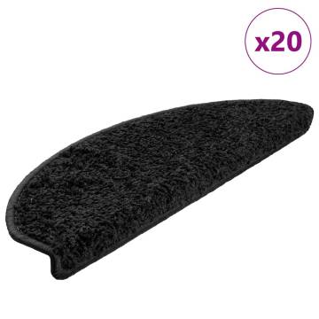 Stair Mats 20 pcs Black 65x21x4 cm - Non-Slip & Washable