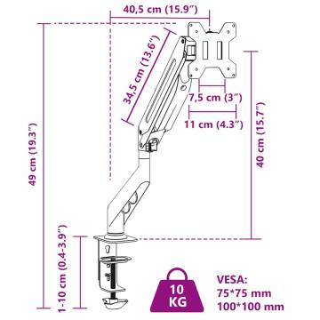 Single Monitor Arm for 27 Inch Screen - Space Saving & Adjustable