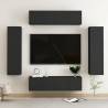 6 Piece Black Engineered Wood TV Cabinet Set | HipoMarket