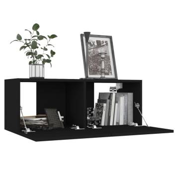 6 Piece Black Engineered Wood TV Cabinet Set | HipoMarket