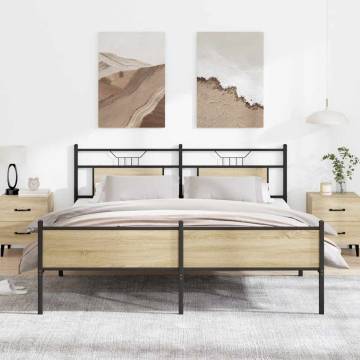 Sonoma Oak Metal Bed Frame 160x200 cm - Durable & Stylish