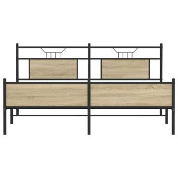 Sonoma Oak Metal Bed Frame 160x200 cm - Durable & Stylish