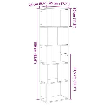 Book Cabinet Room Divider - Black Oak, 45x24x159 cm