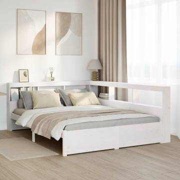 Bookcase Bed without Mattress - White Solid Pine 160x200 cm