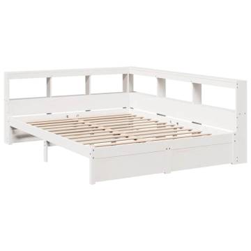 Bookcase Bed without Mattress - White Solid Pine 160x200 cm