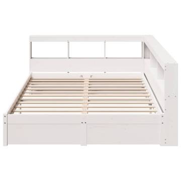 Bookcase Bed without Mattress - White Solid Pine 160x200 cm