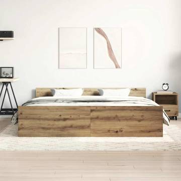 Artisan Oak Bed Frame 180x200cm - Durable Engineered Wood