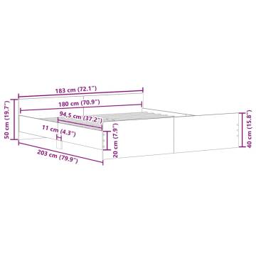 Artisan Oak Bed Frame 180x200cm - Durable Engineered Wood