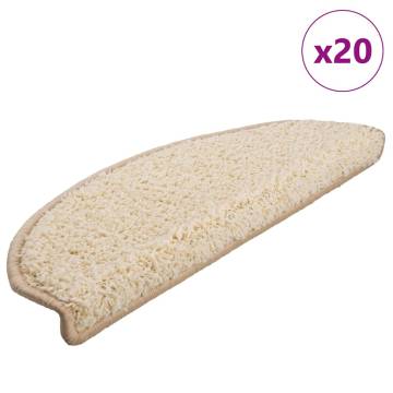 20 pcs Cream Stair Mats - Non-Slip & Washable | HipoMarket