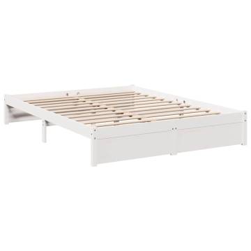 Bookcase Bed 140x190 cm - White Solid Pine | Hipomarket