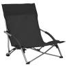 Comfortable Folding Beach Chairs (2 pcs) - Black Fabric