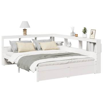 Bookcase Bed without Mattress - White Pine 135x190 cm | HipoMarket