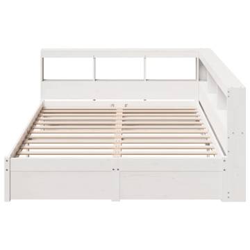 Bookcase Bed without Mattress - White Pine 135x190 cm | HipoMarket