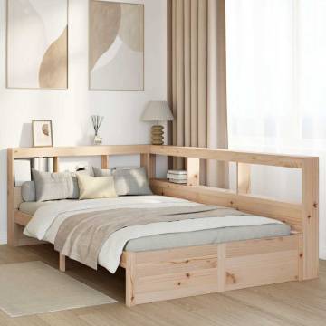 Solid Wood Pine Bookcase Bed 120x200 cm - No Mattress Included