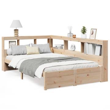 Solid Wood Pine Bookcase Bed 120x200 cm - No Mattress Included